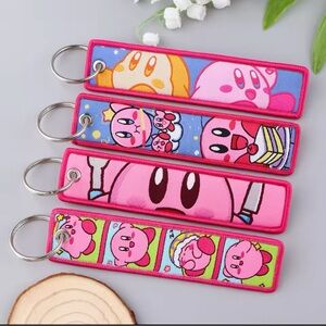 NEW! Pink double sided embroidered keychain Kirby, Nintendo